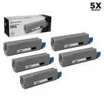 5 Pack Genuine OKI C612 C612n Black Toner Cartridge Set