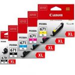Genuine Canon  PGI-670XL CLI-671XL Ink Cartridge Set High Yield (1BK,1PBK,1C,1M,1Y)