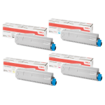 4 Pack Genuine OKI C650 C650dn Toner Cartridge Set